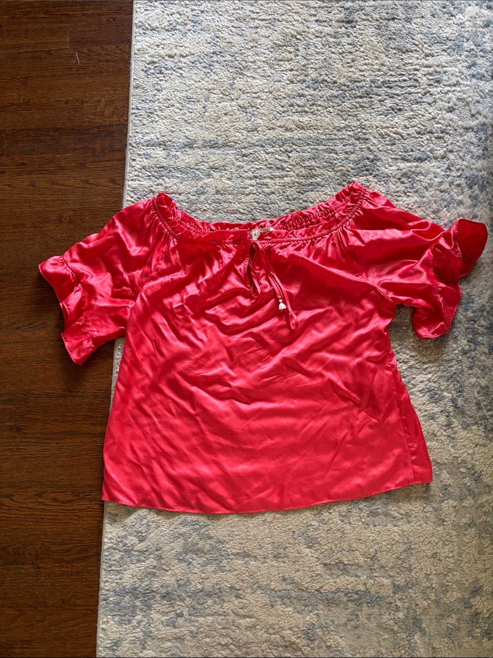 Womens Off-Shoulder Short Sleeve Top - Bright Pink